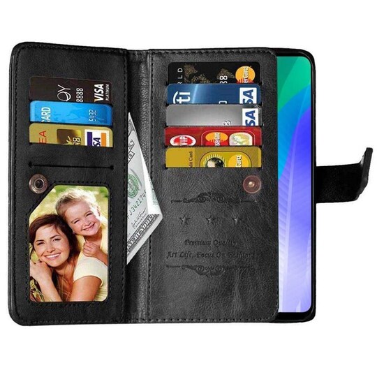 Lompakkotelo Flexi 9-kortti Huawei Y6p (MED-LX9)  - musta