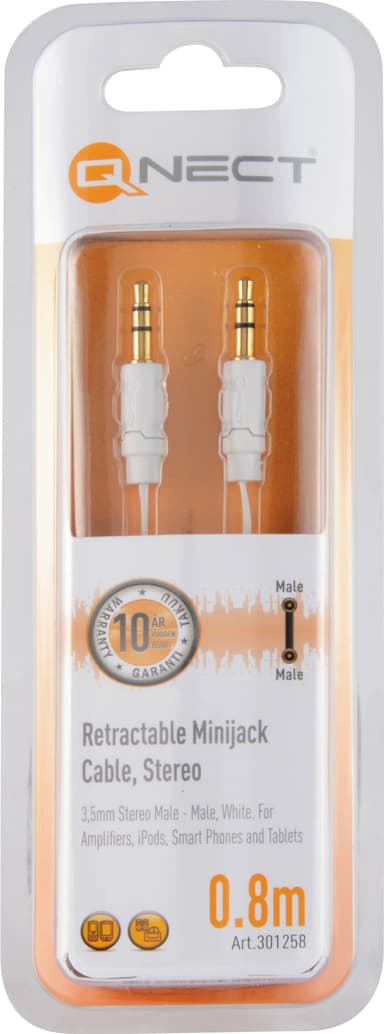Qnect äänikaapeli 3,5mm - 3,5mm liitäntä (0,8 m)