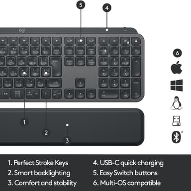 Logitech MX Keys Plus langaton näppäimistö (grafiitinmusta)
