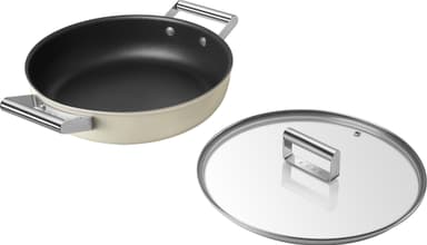 Smeg 50’s Style syvä paistinpannu kannella 28 cm CKFD2811RDM (kerma)