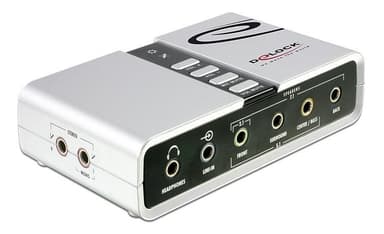 USB 2.0 äänikortti 7.1, kuuloke-, kaiutin-, surround-, S/PDIF, 3,5mm
