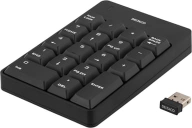 DELTACO langaton numeronäppäimistö, USB, 10m kantama, musta