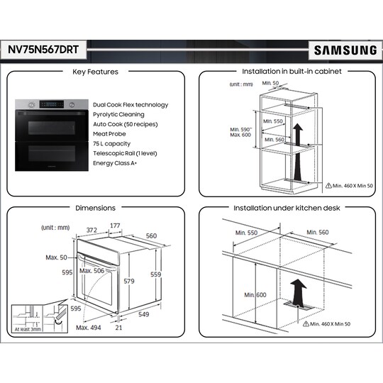 Samsung Dual Cook Flex erillisuuni NV75N567DRT