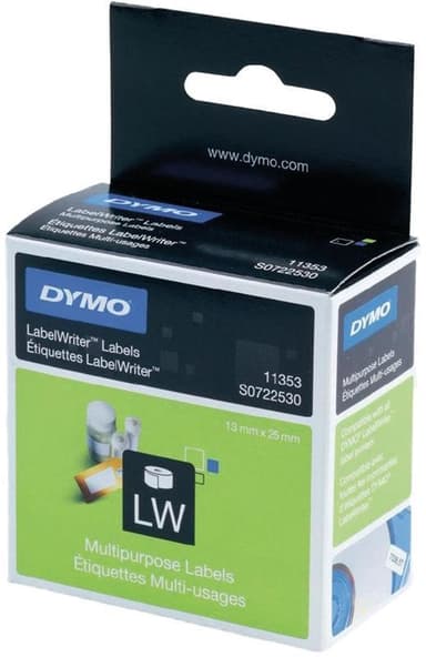 DYMO LabelWriter yleistarra, 23x12 mm, valkoinen, 1-pakkaus (1000 kpl)