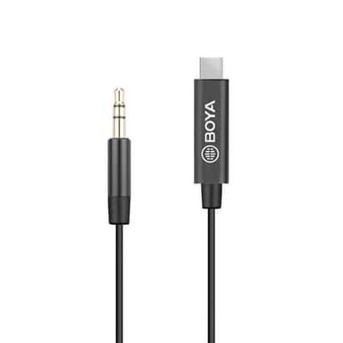 BOYA BY-K2 3.5mm TRS male to USB-C male Audio Adapter, 0.2m, black