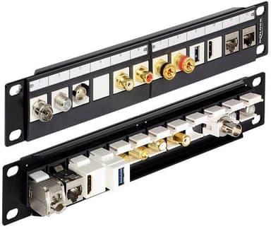 DeLOCK 10"" Keystone Patch Panel, 12xKeystone liittimelle, 1U, musta
