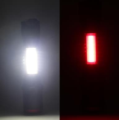 Zoomattava taskulamppu powerbankilla - musta / punainen