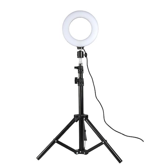 INF Pyörivä selfie jalustalla, LED-valot, 25 cm - musta