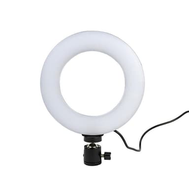 Pyörivä selfie jalustalla LED-valoilla, 15 cm - musta