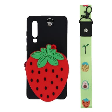Kolmiulotteinen kolikkokotelo Huawei P30 -puhelimelle - musta / punainen