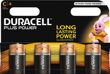 Plus Power C Alkaline Batteries, 4pk