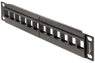 DeLOCK 10"" Keystone Patch Panel, 12xKeystone liittimelle, 1U, musta