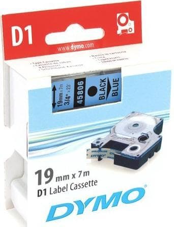 DYMO D1 merkkausteippi, 19mm, sininen/musta teksti, 7m - 40806
