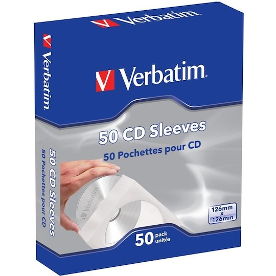 Verbatim paperitasku CD/DVD-levyille, valkoinen/läpinäkyvä, 500-pak