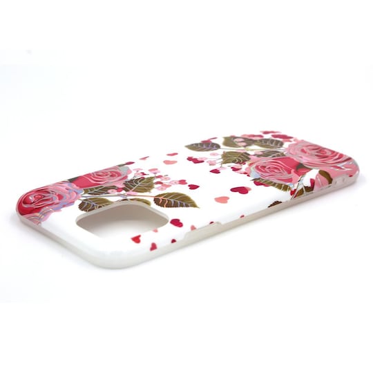 Iskunkestävä kannettava pidike, iPhone 11 Prolle - valkoinen kukilla