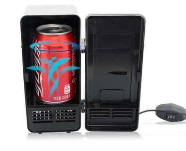 Minijääkaappi ja 2-in-1-lämmityskaappi USB: llä - musta