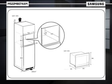 Samsung mikroaaltouuni MS22M8074AM integroitava