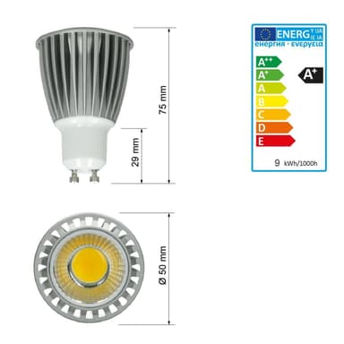 ECD Germany 20-pack 9W GU10 LED Spot - korvaa 60W halogeenin - 220-240V - 60°