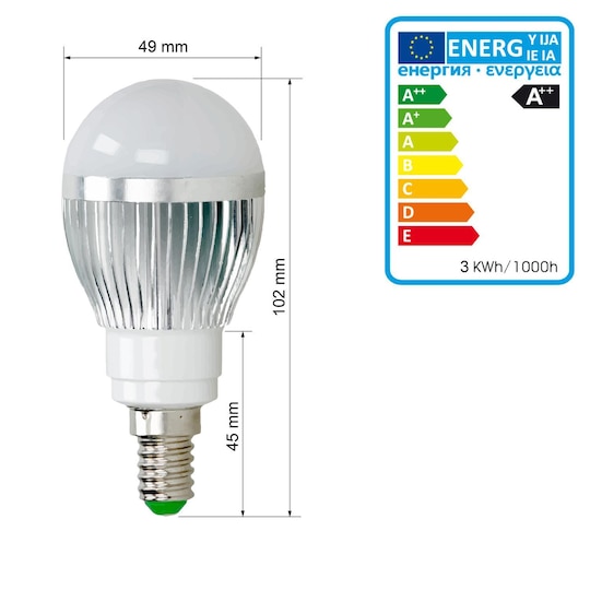 5 x LED-lamppu RGB E14 3W + kaukosäädin