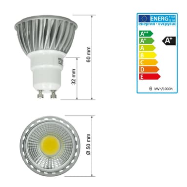 ECD Germany 10 kpl 6W GU10 LED Spot - korvaa 30W halogeenin - 220-240V - 60°