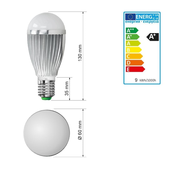 LED-lamppu E27 RGB 9W kaukosäätimellä varustettuna