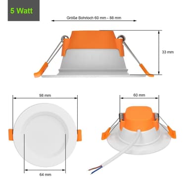 LED uppopaneeli Ø 17 cm 12 Watt lämmin valkoinen