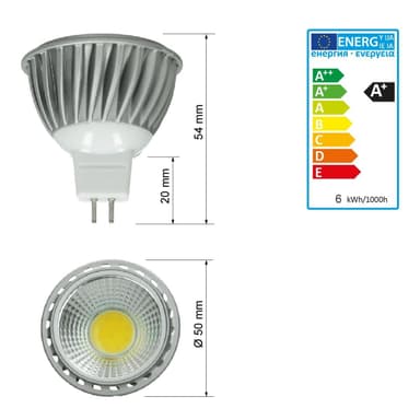 ECD Germany 8-Pack LED päällä COB MR16 6W - Korvataan 40W halogeeni - 60 °