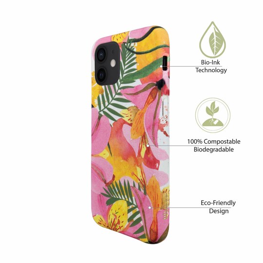 Ympäristöystävällinen painettu iPhone 12 mini Kotelo - Yellow Floral