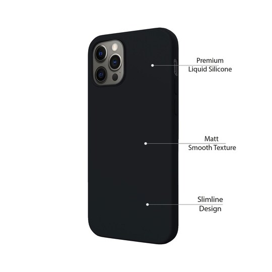 iPhone 12 Pro Max   Nestemäinen silikoni Kotelo- Black