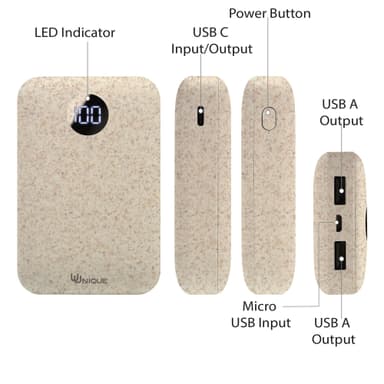 Ympäristöystävällinen Power Bank 10000 mAh PD 18 W