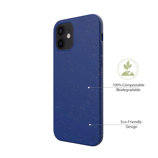 Ympäristöystävällinen Aitoa nahkaa iPhone 12 Kotelo - Navy Blue