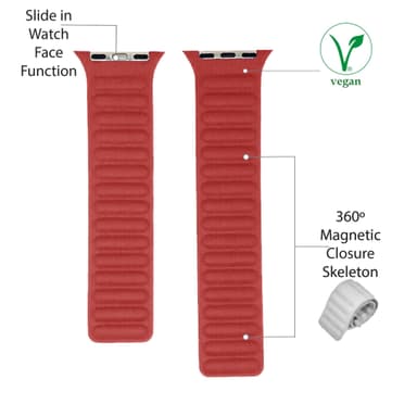 Vegaaninen nahka magneettinen Apple Watch Band 38/40 mm Red