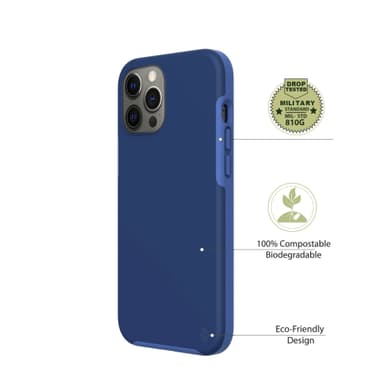 Ympäristöystävällinen Aitoa nahkaa iPhone 12 Pro Kotelo - Navy Blue