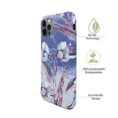 Ympäristöystävällinen painettu iPhone 12 Pro Kotelo - Blue Floral