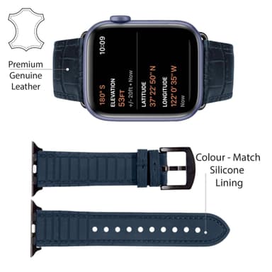 Aitoa nahkaa Croc design Apple Watch ranneke 42/44 mm Navy