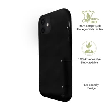 Ympäristöystävällinen Aitoa nahkaa iPhone 12 mini Kotelo - Black