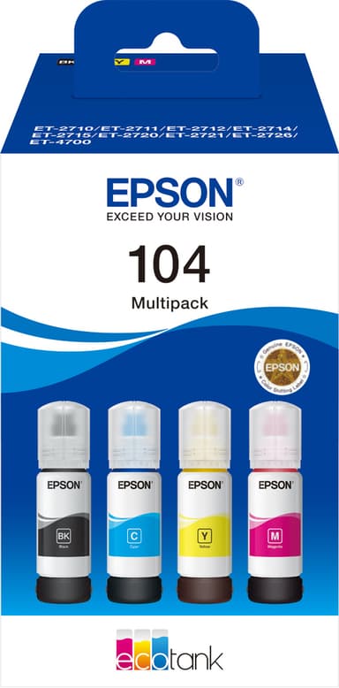 Epson 104 mustepullo (4 värin monipakkaus)