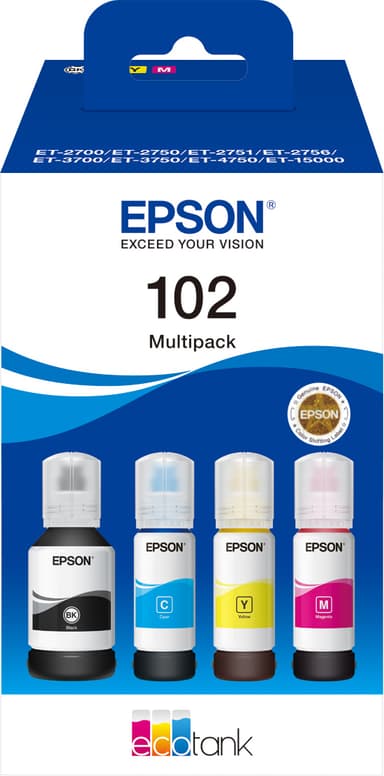 Epson 102 mustepullo (4 värin monipakkaus)