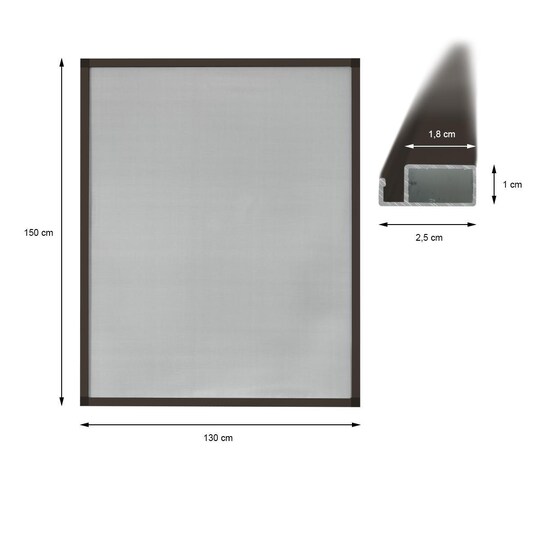 2 x fly screen alumiinirunko ruskea 130 x 150 cm