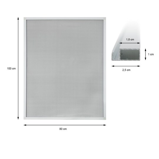 2 x fly screen alumiinikehys valkoinen 80 x 100 cm 80 x 100 cm