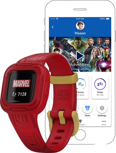 Garmin Vivofit Jr. 3 aktiivisuusranneke lapsille (Iron Man)
