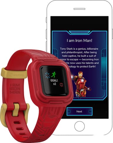 Garmin Vivofit Jr. 3 aktiivisuusranneke lapsille (Iron Man)