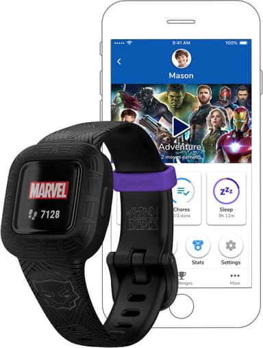 Garmin Vivofit Jr. 3 aktiivisuusranneke lapsille (Black Panther)