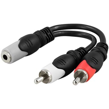 DELTACO multimediasovitin 3,5mm naaras -2xRCA uros