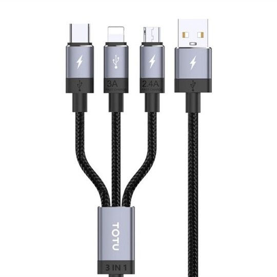 Matkapuhelimen laturi 3in1 - iPhone / MicroUsb / USB tyyppi-c