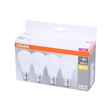 Osram LED B22d 9W Lämmin valkoinen 4-pakkaus