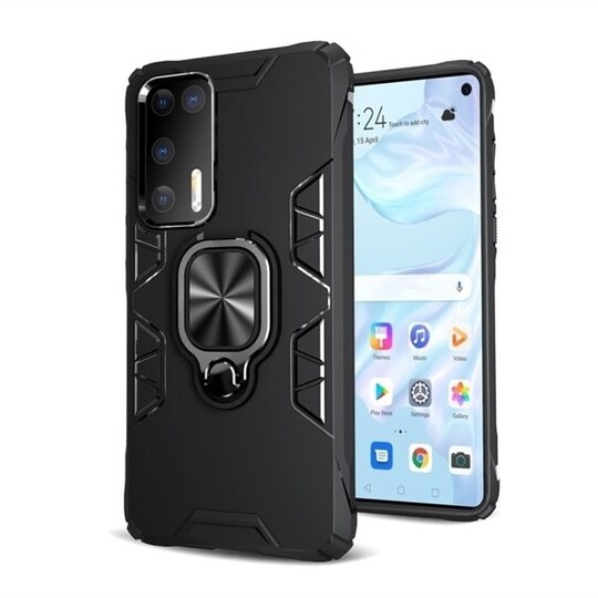 Shockproof TPU kuori rengaspidikkeellä Huawei P40, Musta