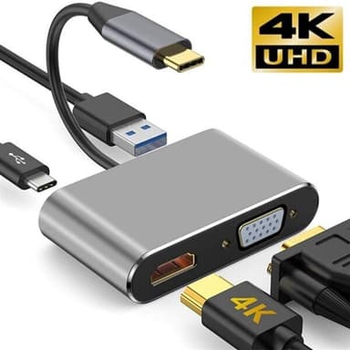 Multiport Adapter -  4in1 VGA/HDMI/USB 3.0/ USB-C Nintendo Switch/Samsung/MacBook