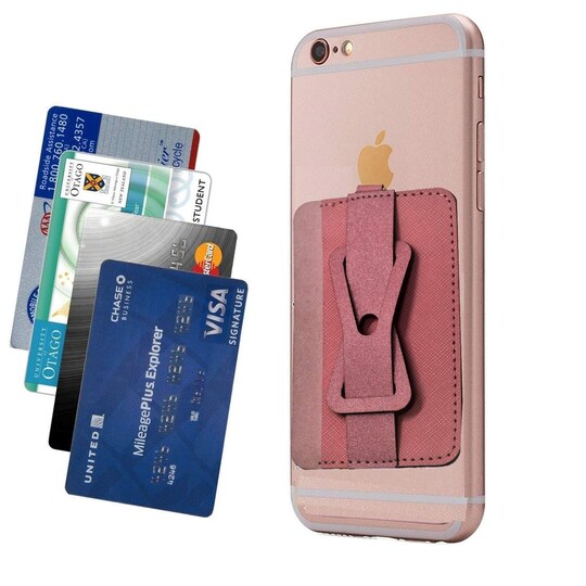 Korttikotelo matkapuhelimen jalustalla / pidikkeellä - vaaleanpunainen