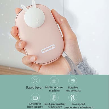Ladattava kädenlämmitin ja powerbank 10000 mAh - vaaleanpunainen